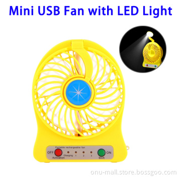 Portable Rechargeable Low Noise Standing Ceiling Mini USB Fan with LED Light